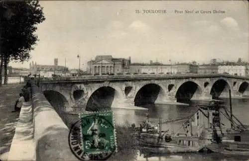 Ak Toulouse Haute Garonne, Pont Neuf, Cours Dillon
