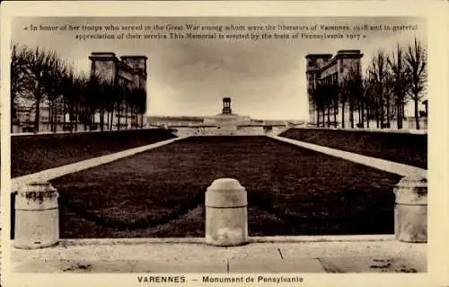 Ak Varennes en Argonne Meuse, Monument de Pensylvanie