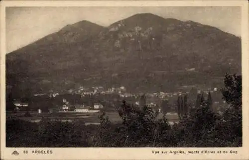 Ak Argelès Gazost Hautes Pyrénées, Vue sur Argeles, Monts d'Arras et de Gez