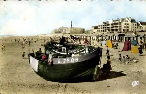 Ak Berck Plage Pas de Calais, Strand, Boote