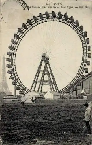 Ak Paris, La Grande Roue, Riesenrad, Eiffelturm