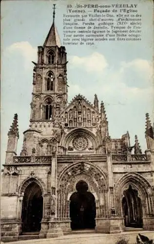 Ak Saint Père sous Vézelay Yonne, Facade de l'Eglise