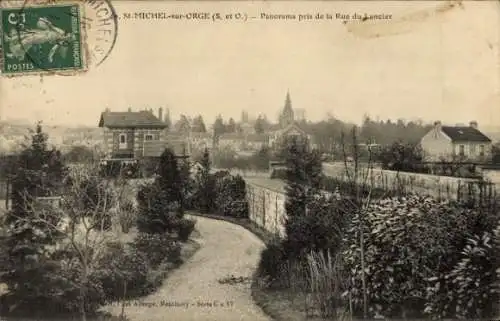 Ak Saint Michel sur Orge Essonne, Panoramaaussicht auf die Rue du Lancier