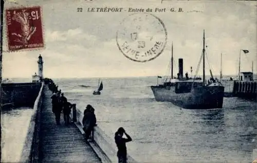 Ak Le Tréport Seine Maritime, Hafeneinfahrt