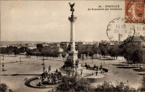 Ak Bordeaux Gironde, Denkmal der Girondisten