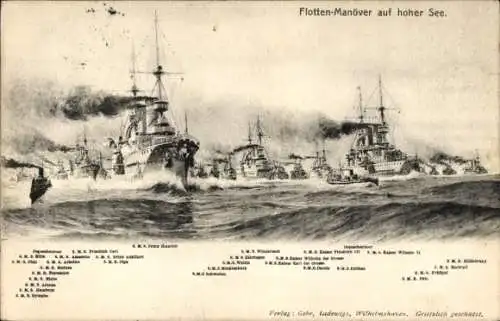 Ak Deutsche Kriegsschiffe, Flottenmanöver auf hoher See, Kaiserliche Marine