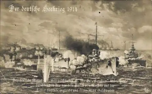 Ak Kaiserliche Marine, deutscher Seekrieg 1914, Mittelmeergeschwader, SMS Goeben, Breslau