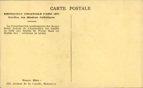 Ak Paris, Exposition Coloniale 1931, Pavillon des Missions Catholiques