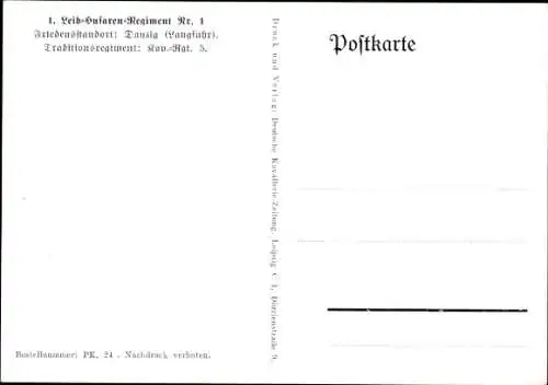 Künstler Ak Merté, Oskar, 1. Leib-Husaren-Regiment Nr. 1