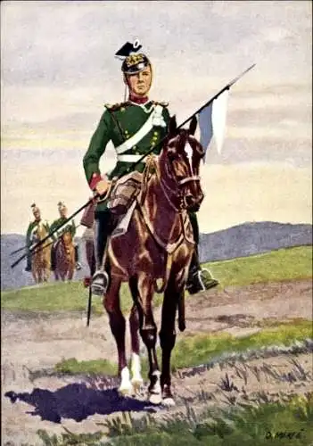 Künstler Ak Merté, Oskar, 1. Ulanen-Regiment Kaiser Wilhelm II., König von Preußen