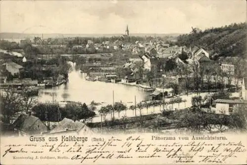 Ak Rüdersdorf bei Berlin, Kalkberge, Panorama vom Aussichtsturm mit Kesselsee, Windmühle