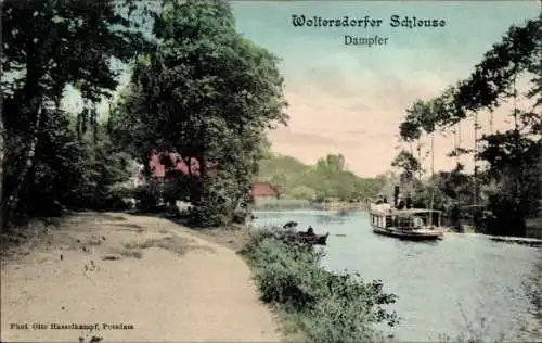 Ak Woltersdorf bei Berlin, Woltersdorfer Schleuse, Dampfer