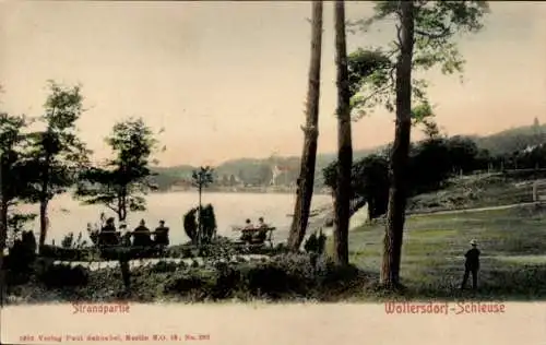 Ak Woltersdorf bei Berlin, Woltersdorfer Schleuse, Strand, Teilansicht, Personen