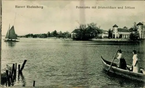 Ak Rheinsberg in der Mark, Grienericksee, Schloss, Segelboot