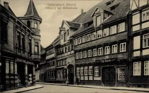 Ak Osterwieck am Harz, Eingang Mittelstraße, Fritz Hansen, Erker