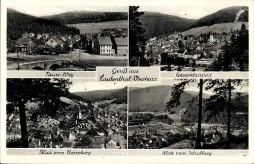 Ak Lautenthal Langelsheim im Oberharz, Neuer Weg, Gesamtansicht, Blick v. Bromberg u. Schulberg