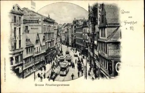 Ak Frankfurt am Main, Große Friedbergerstraße, Straßenbahn, Geschäfte