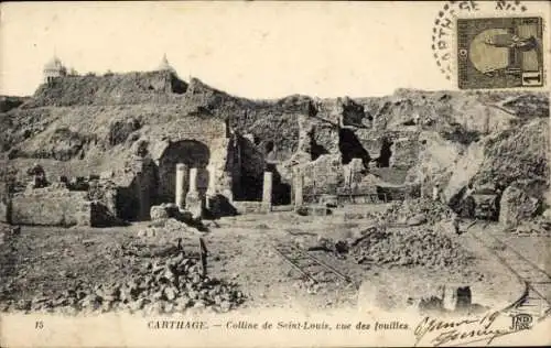 Ak Karthago Karthago Tunesien, Hügel von Saint Louis, Blick auf die Ausgrabungen