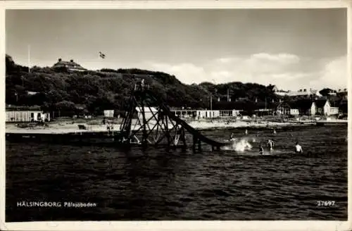 Ak Hälsingborg Helsingborg Schweden, Freibad mit Rutsche