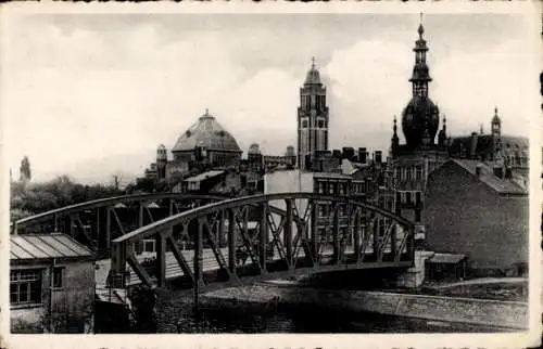 Ak Comines Wallonien Hennegau, Brücke zur Stadt