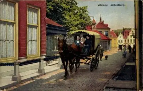 Ak Middelburg Zeeland Niederlande, Straßenpartie, Kutsche
