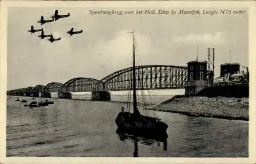 Ak Moerdijk Nordbrabant Niederlande, Spoorwegbrug over het Hollandsch Diep