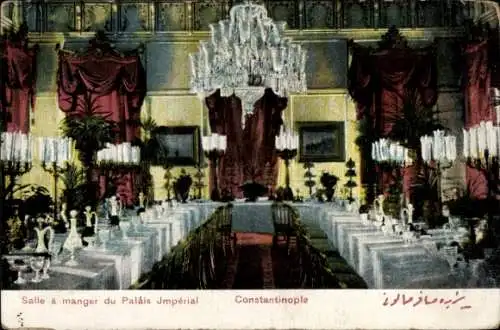 Ak Konstantinopel Istanbul Türkei, Speisesaal des Kaiserpalastes, Speisesaal im Palast