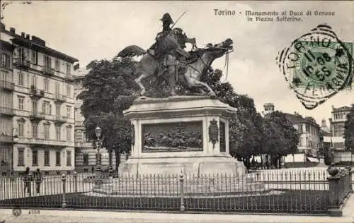 Ak Torino Turin Piemonte, Monumento al Duca di Genova in Piazza Solferino