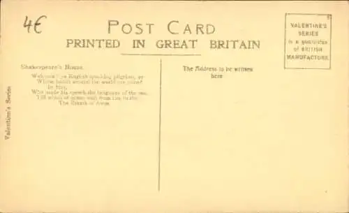 Ak Stratford-upon-Avon Warwickshire England, Shakespeares Haus