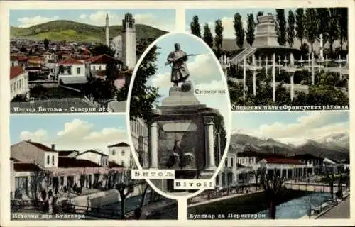 Ak Bisctrica Bitola Mazedonien, Detailansichten, Denkmal