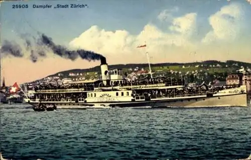 Ak Dampfer Stadt Zürich, Zürichsee