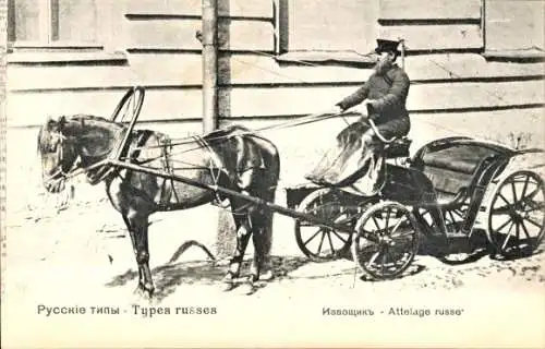 Ak Russland, Types russes, Kutsche, Kutscher