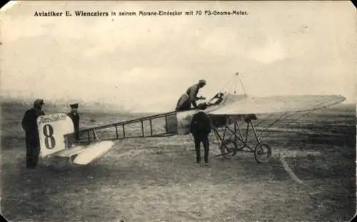 Ak Aviatiker E. Wiencziers in seinem Morane-Eindecker