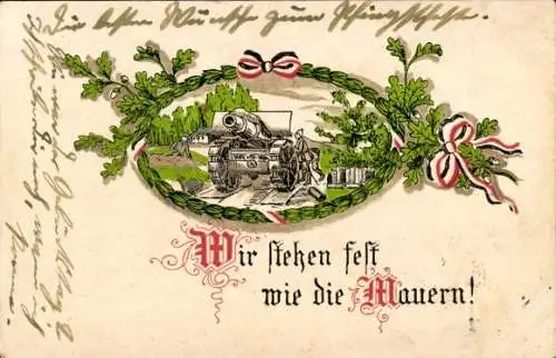 Passepartout Ak Wir stehen fest wie die Mauern, Geschütz, I WK
