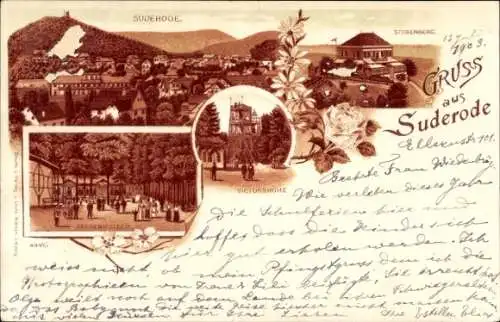 Litho Bad Suderode Quedlinburg im Harz, Stubenberg, Victorshöhe, Felsenkeller