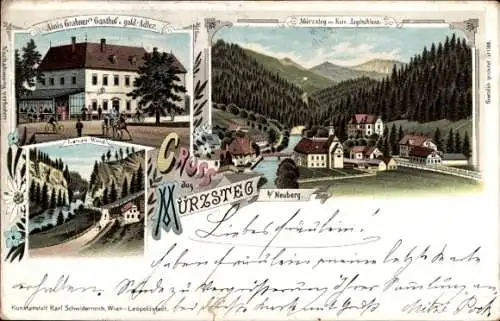 Litho Mürzsteg Steiermark, Alois-Grabner-Gasthof, Gesamtansicht