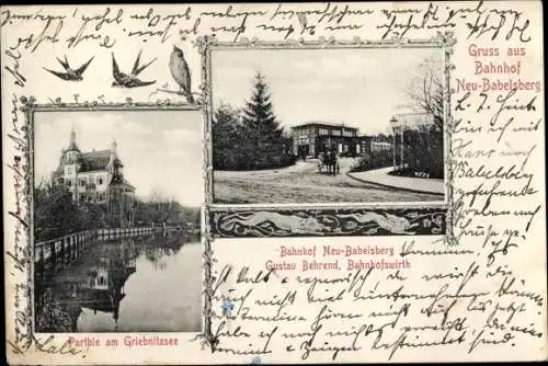 Ak Klein Glienicke Neubabelsberg Potsdam in Brandenburg, Bahnhof, Griebnitzsee