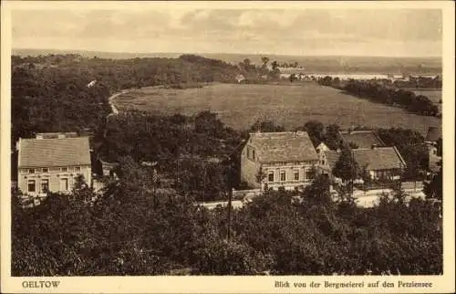 Ak Geltow Schwielowsee, Blick von der Bergmeierei auf den Petzinsee, Restaurant Bergmeierei