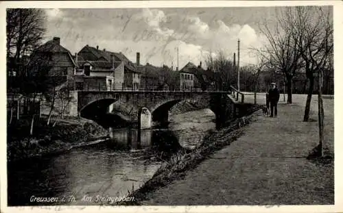 Ak Greußen in Thüringen, Am Steingraben, Brücke