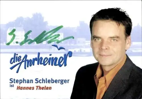 Ak Schauspieler Stephan Schleberger, Portrait, Serie  Anrheiner,  als Hannes Thelen, Autogramm