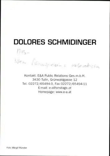 Ak Schauspielerin Dolores Schmidinger , Portrait, Autogramm