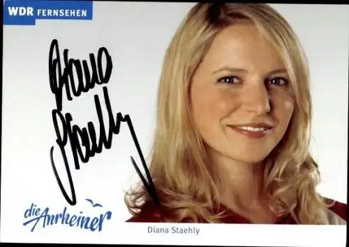 Ak Schauspielerin Diana Staehly, Portrait, Autogramm, WDR, Serie Die Anrheiner