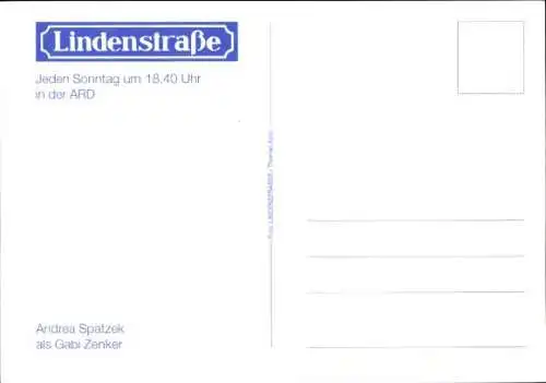 Ak Schauspielerin Andrea Spatzek, Portrait, Autogramm, ARD, Serie Lindenstraße, als Gabi Zenker