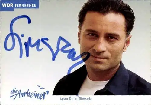 Ak Schauspieler Leon Ömer Simsek, Portrait, Autogramm, WDR, Serie Die Anrheiner, als Kemal Duman