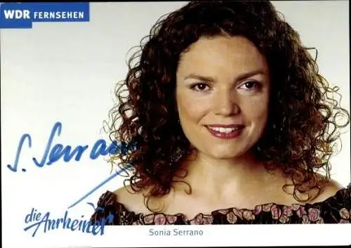 Ak Schauspielerin Sonia Serrano, Portrait, Autogramm, WDR, Serie Die Anrheiner, als Stella Adamski