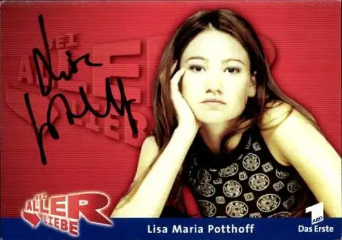 Ak Schauspielerin Lisa Maria Potthoff, Portrait, Autogramm, ARD, Serie Bei aller Liebe