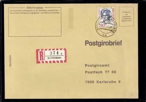 Michel Nr. 1428 auf Postgirobrief, R-Zettel O
