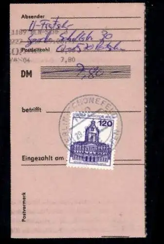 Michel Nr. 675 auf Postanweisungs-Empfängerabschnitt