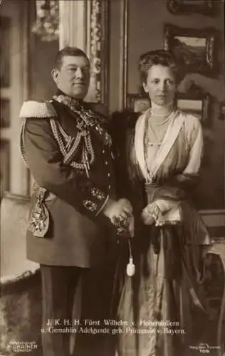 Ak Fürst Wilhelm von Hohenzollern mit Prinzessin Adelgunde von Bayern