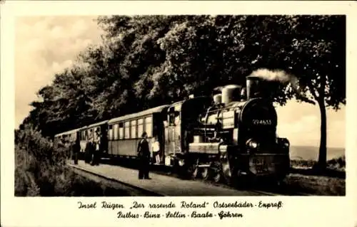 Ak Insel Rügen, Der rasende Roland, Ostseebäder Express, Dampflokomotive 99 4633